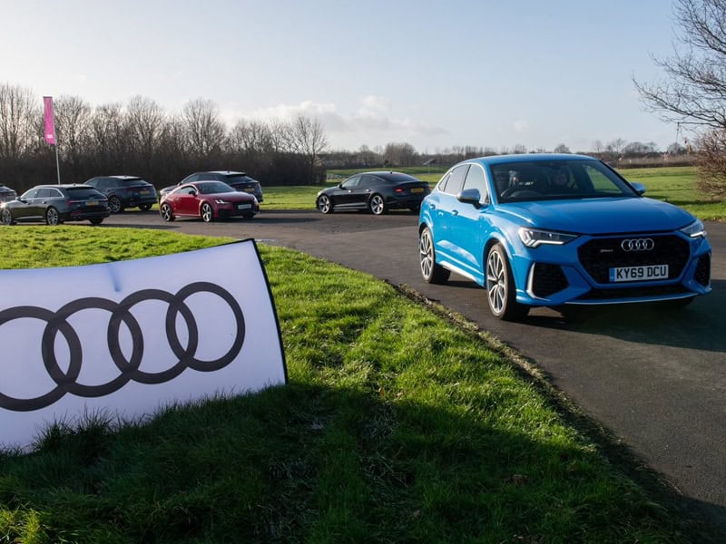 Blue Audi on track for Audi track day